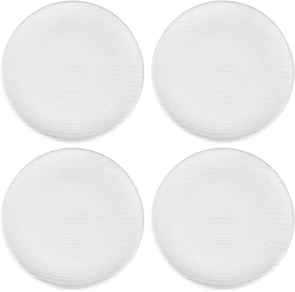 Temp-Tations Woodland White Dinner Plates, Set of 4-8" Small White Ceramic Plates for Salad, Dessert, Microwavable, Dishwasher-Safe, Stoneware Dinnerware Sets, Premium Kitchen and Dining Dishes