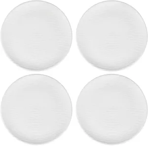 Temp-Tations Woodland White Dinner Plates, Set of 4-8" Small White Ceramic Plates for Salad, Dessert, Microwavable, Dishwasher-Safe, Stoneware Dinnerware Sets, Premium Kitchen and Dining Dishes