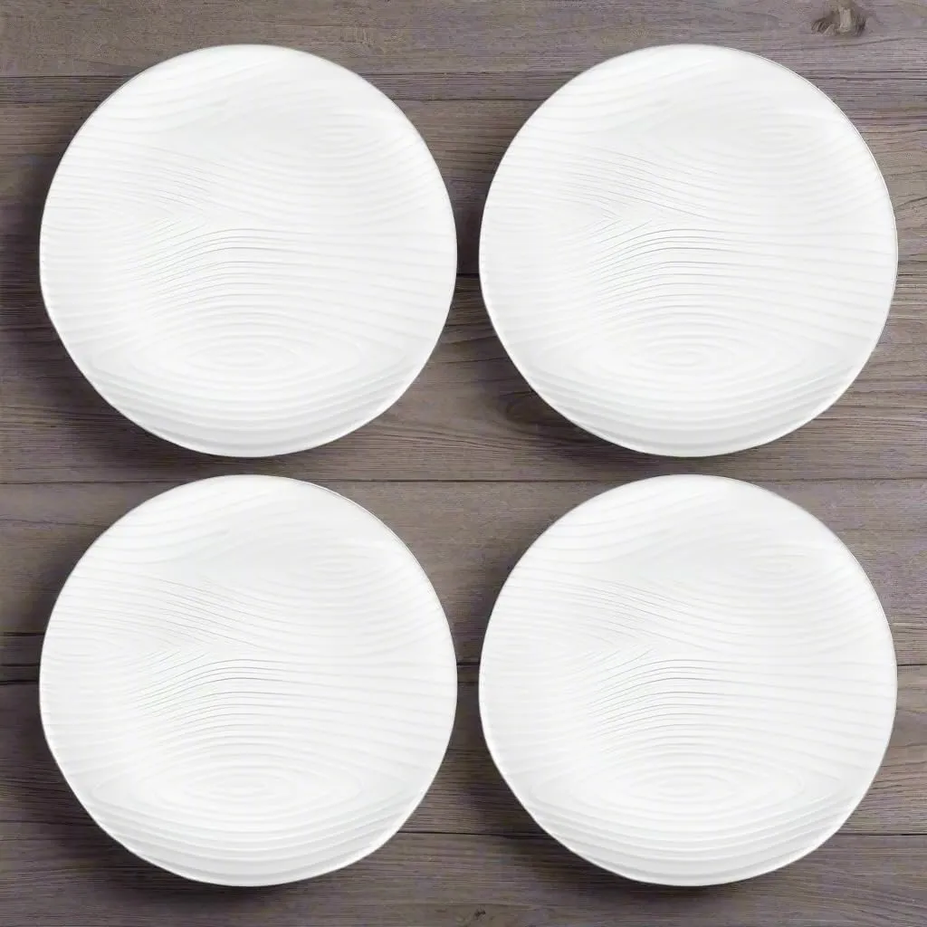 Temp-Tations Woodland White Dinner Plates, Set of 4-8" Small White Ceramic Plates for Salad, Dessert, Microwavable, Dishwasher-Safe, Stoneware Dinnerware Sets, Premium Kitchen and Dining Dishes