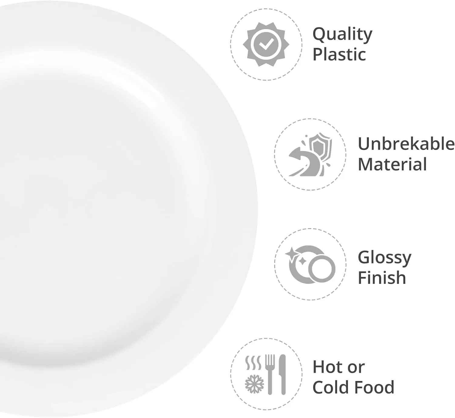 TENYANSEN 100-Pack Premium White Plastic Plates, Shatterproof Microwave-Safe Disposable Dinnerware, 10.25" & 7.5" Elegant Plates for Party, Picnic, Family Dinner, 2 Sizes - Appetizer/Dessert/Salad