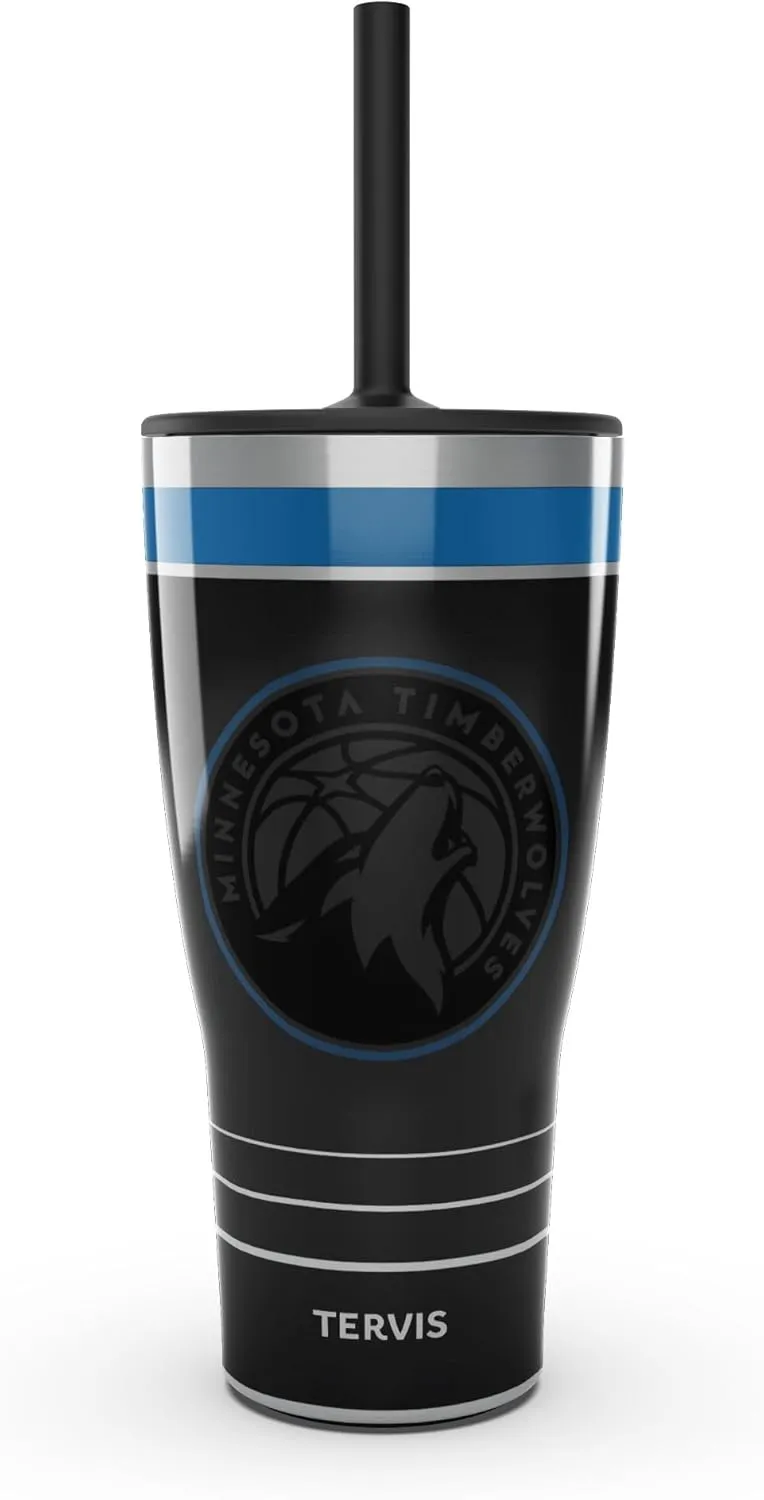 Tervis Traveler NBA Minnesota Timberwolves - Night Game Triple Walled Insulated Tumbler Travel Cup Keeps Drinks Cold & Hot, 30oz with Straw Lid, Stainless Steel