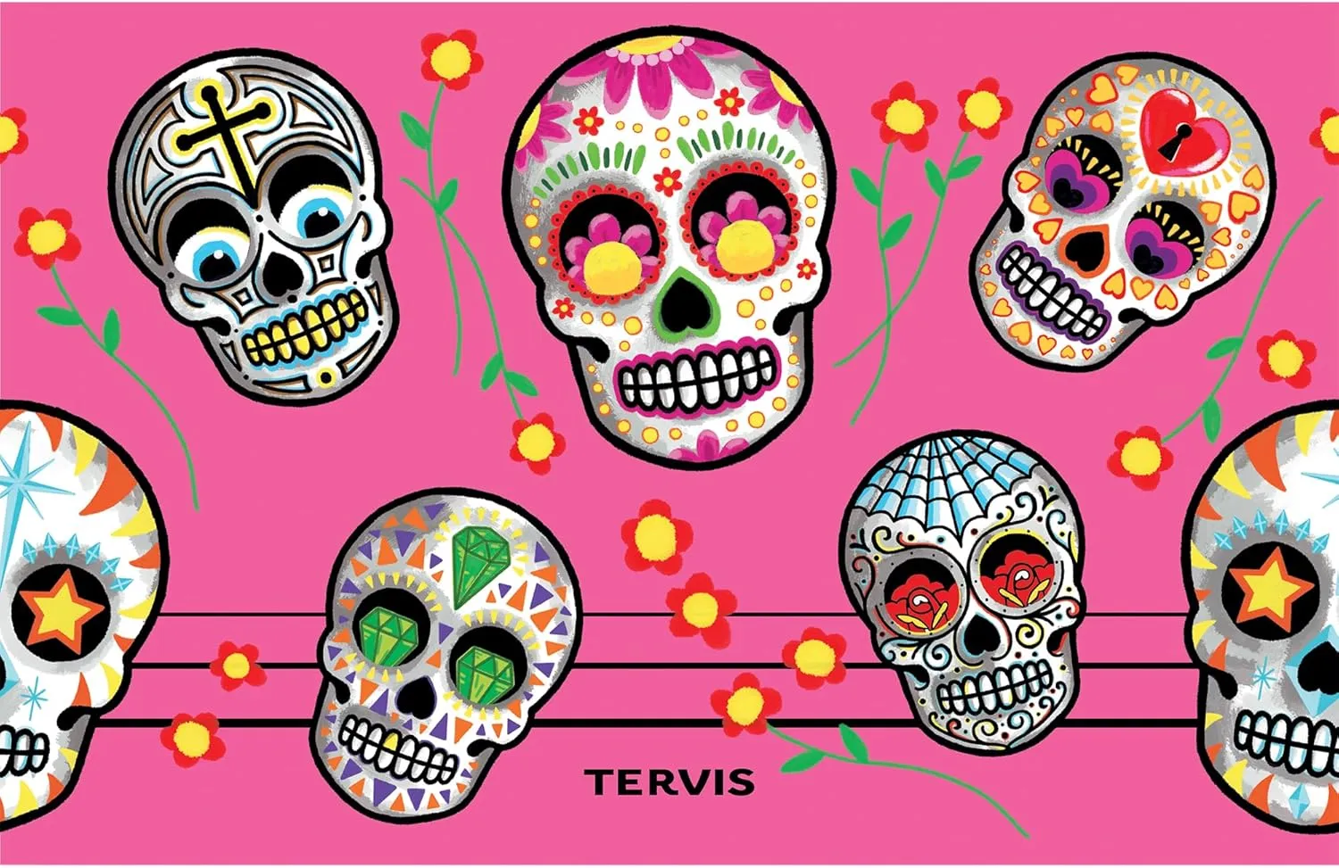 Tervis Traveler Sugar Skulls Triple Walled Insulated Tumbler Travel Cup Keeps Drinks Cold & Hot, 30oz, Stainless Steel, 20oz