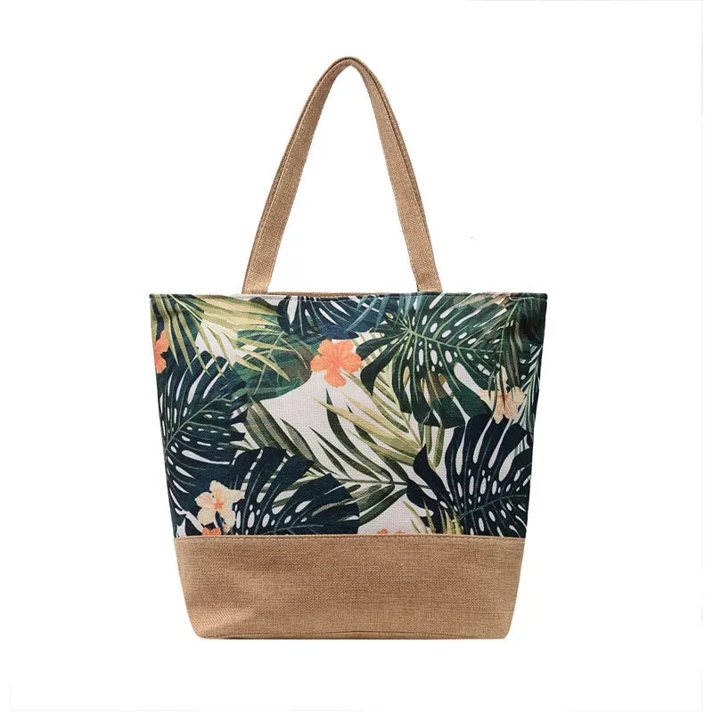 themeisles  Fashion Folding Women Big Size Handbag Tote Ladies Casual Flower Printing Canvas Graffiti Shoulder Bag Beach Bolsa Feminina