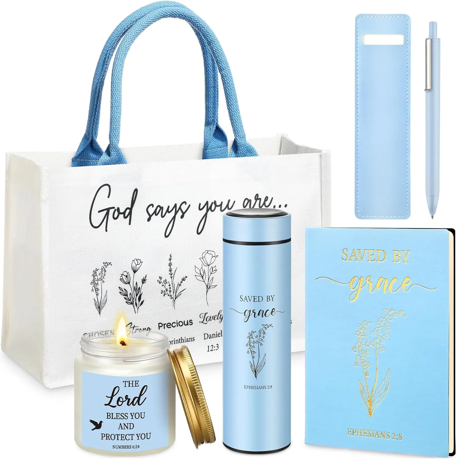 Thenshop 6 Pcs Christian Gift Set for Women Faith, Inspirational Religious Gifts for Women, Catholic Christmas Birthday Gifts for Women Friends, Mother, Sister, Wife