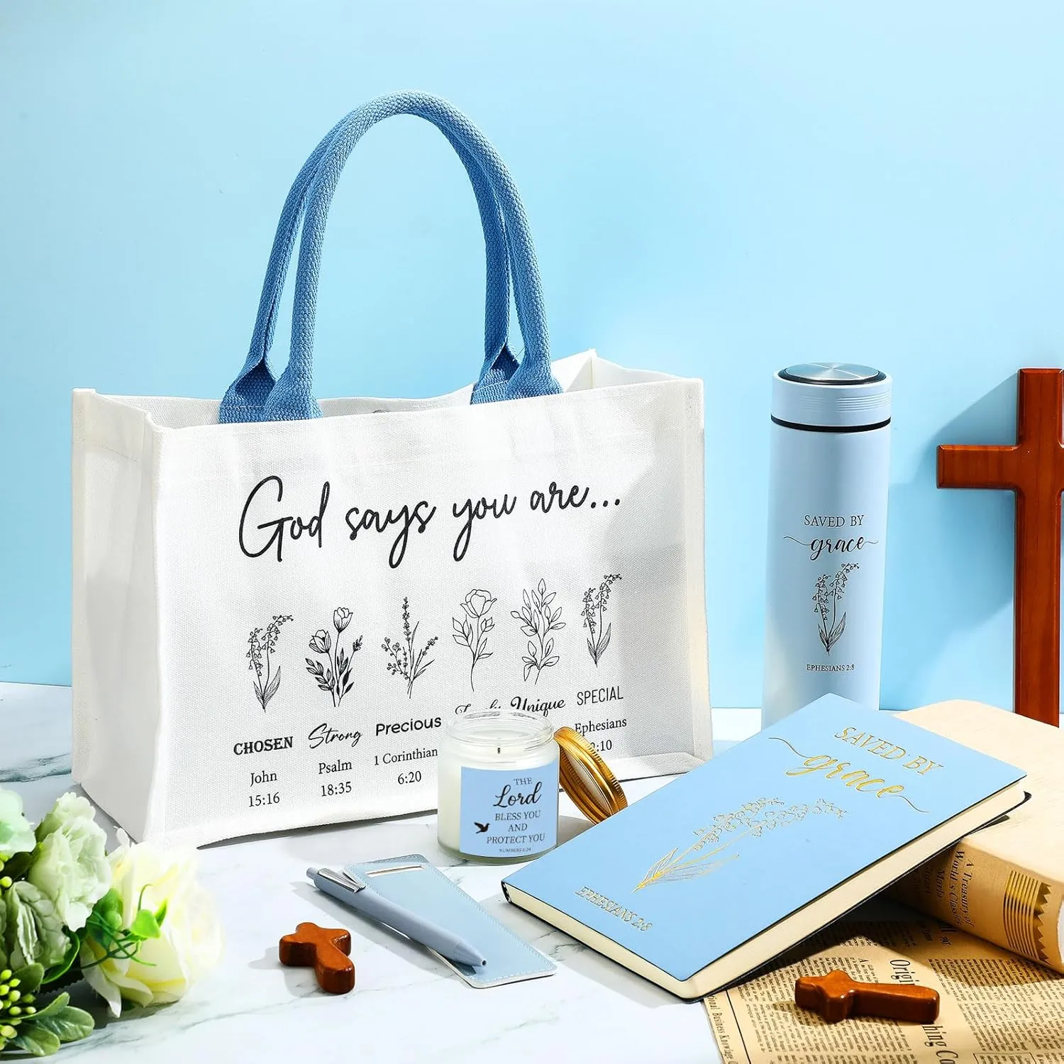 Thenshop 6 Pcs Christian Gift Set for Women Faith, Inspirational Religious Gifts for Women, Catholic Christmas Birthday Gifts for Women Friends, Mother, Sister, Wife