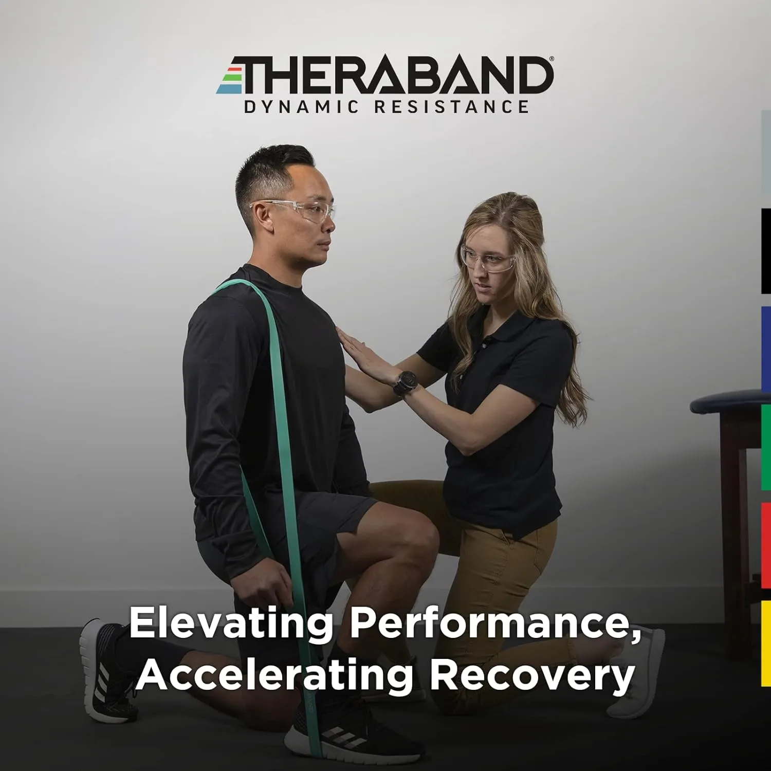 THERABAND High Resistance Bands, Set of 2 Elastic Super Bands for Improving Flexibility, Injury Rehab, & Full Body Workouts, Heavy Duty Stretch Bands for Lifting, 1 Light & 1 Medium Band, Multi