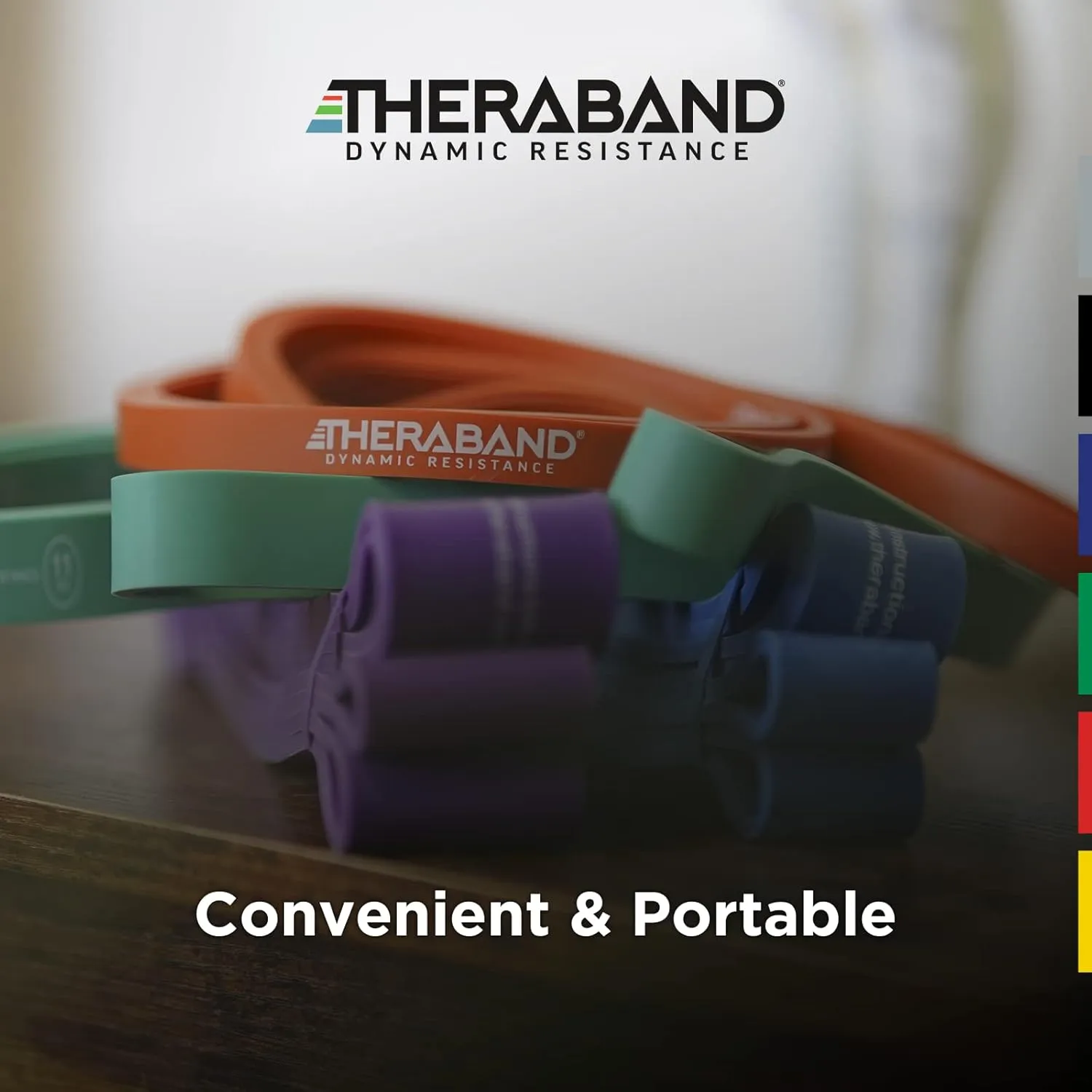 THERABAND High Resistance Bands, Set of 2 Elastic Super Bands for Improving Flexibility, Injury Rehab, & Full Body Workouts, Heavy Duty Stretch Bands for Lifting, 1 Light & 1 Medium Band, Multi