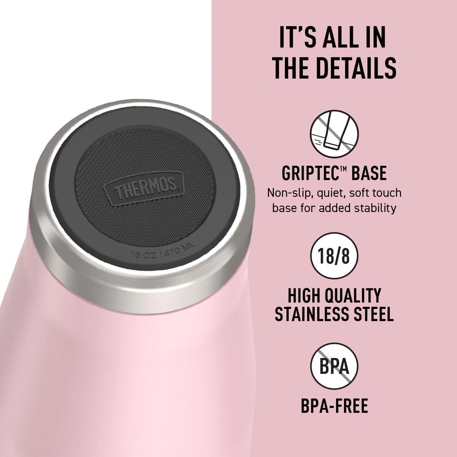 THERMOS ICON SERIES, Stainless Steel Mug, Sunset Pink, 16 oz