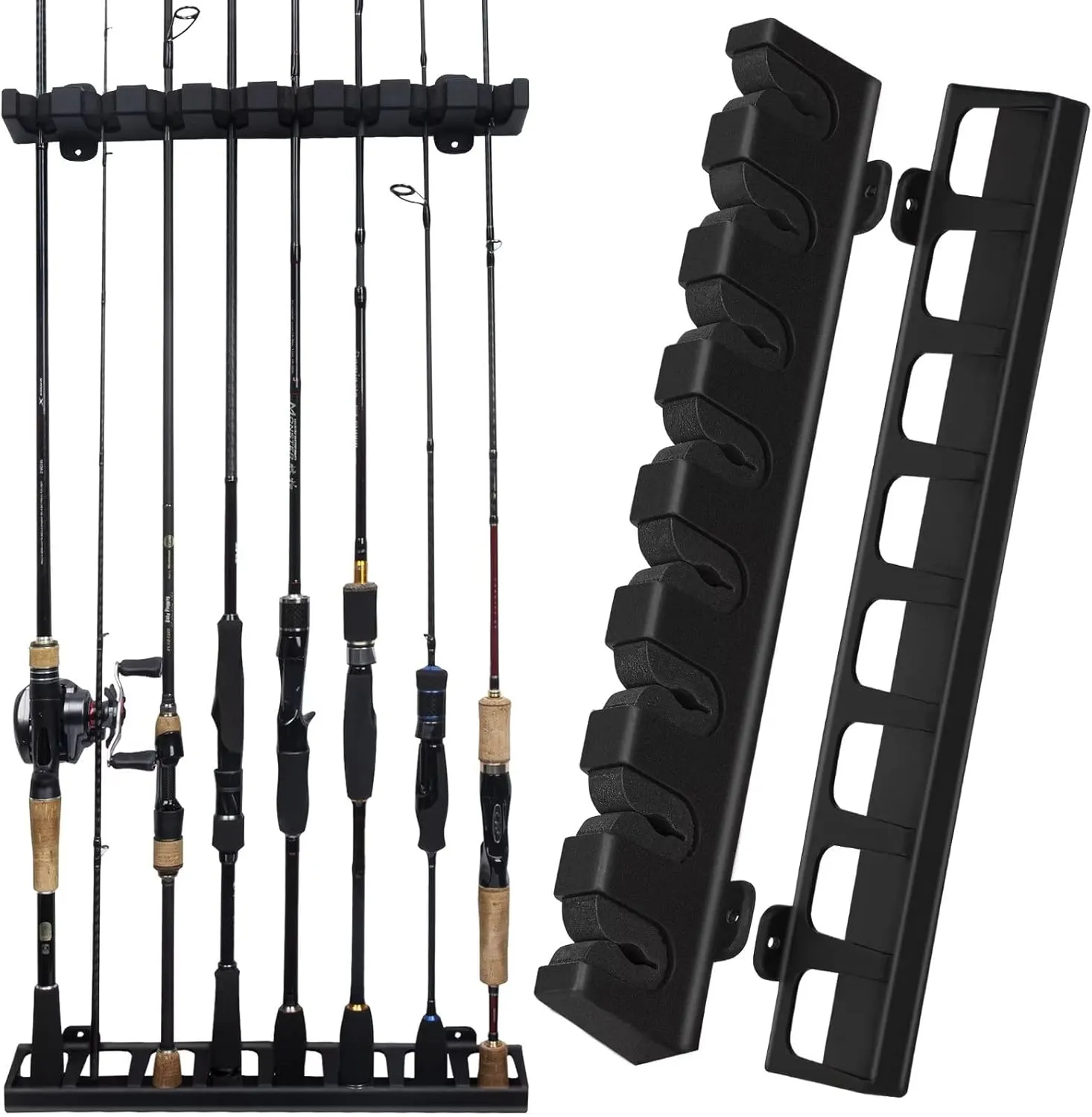 THKFISH Fishing Rod Rack Fishing Rod Holders Wall Mount Vertical/Horizontal Fishing Pole Holders for Garage Room, Boats Store 6/8 Fishing Rod Combos,1pair
