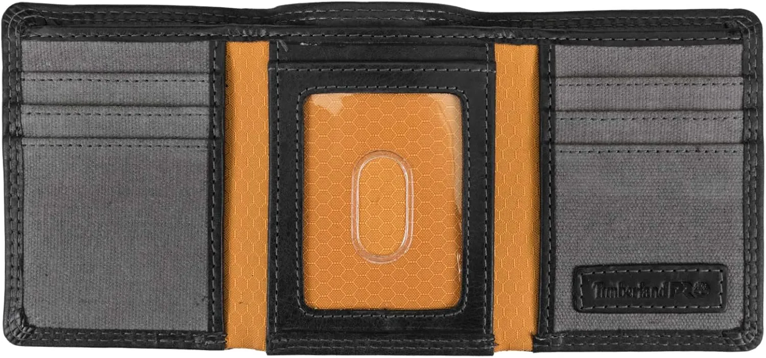 Timberland PRO Men's Leather RFID Trifold Wallet with Id Window