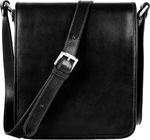 Time Resistance Italian Leather Messenger Bag for Men - Full Grain Leather Men's Crossbody Bag - Tablet Sized Shoulder Bag