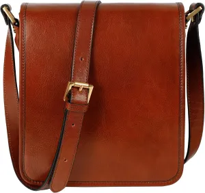 Time Resistance Italian Leather Messenger Bag for Men - Full Grain Leather Men's Crossbody Bag - Tablet Sized Shoulder Bag