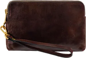 Time Resistance Leather Clutch for Men - Organizer Bag for Men - Wrist Bag - Briefcase Handmade in Italy - Gift Box Included