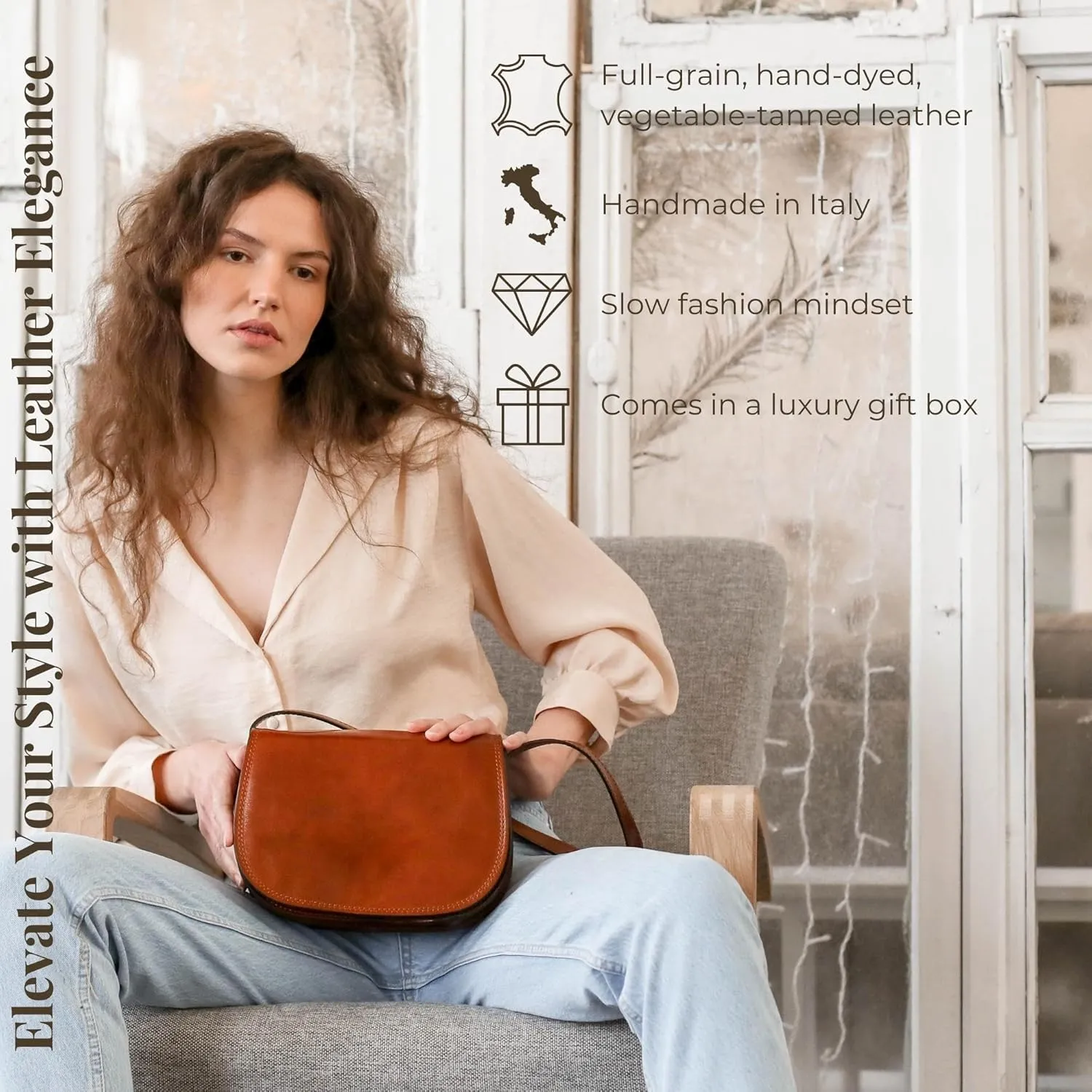 Time Resistance Leather Cross Body Bag for Women Shoulder Bag Messenger Purse Gift Box Included