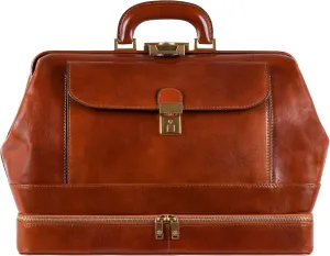 Time Resistance Leather Doctor Bag - Italian Handmade Medical Bag - Vintage Style Handbag - Real Leather Briefcase