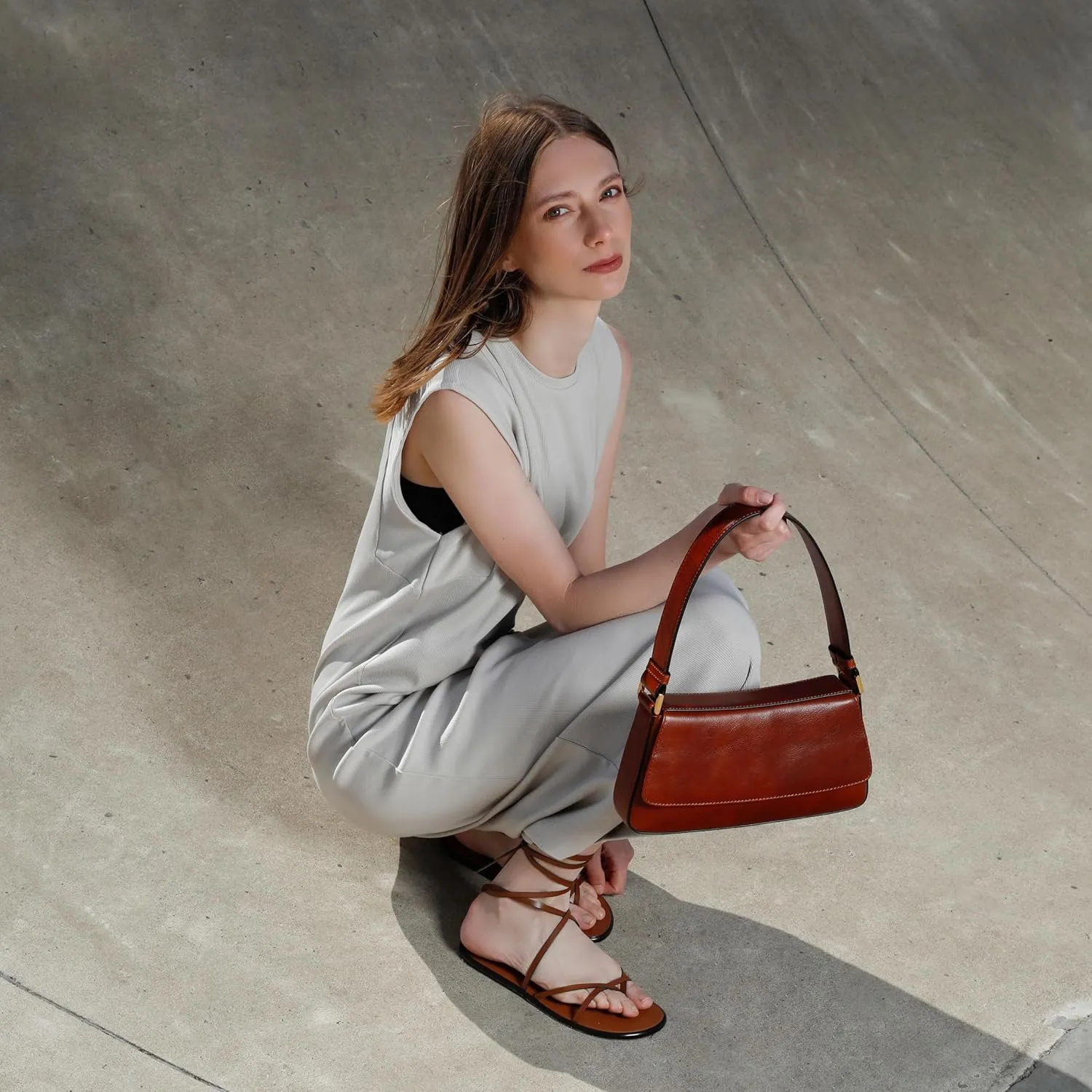 Time Resistance Leather Handbag - Full-Grain Leather Purse for Women - Shoulder Bag Made in Italy