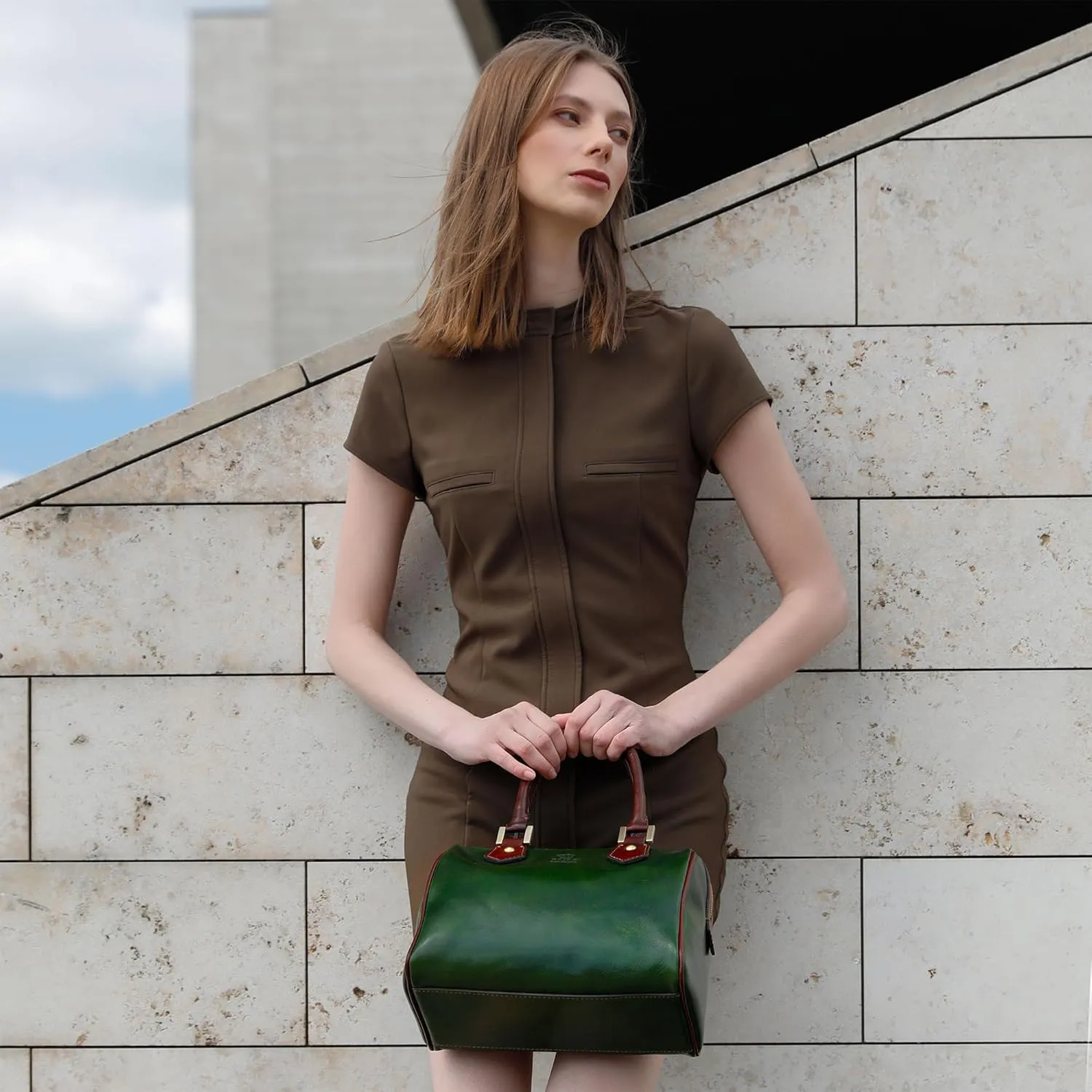 Time Resistance Leather Handbag - Full-Grain Leather Purse for Women - Top Handle Bag - Tote Bag