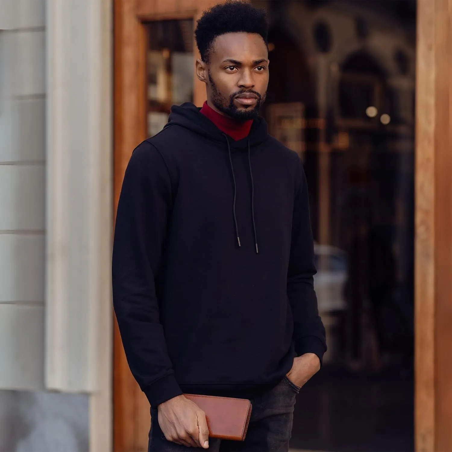 Time Resistance Long Leather Wallet - Bifold Mens Suit Leather Wallet - Checkbook Wallet - Tall Billfold Card Wallet - Slim Wallet Made in Italy (Cognac Brown)