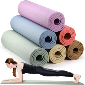 Timgle 6 Pcs 10mm Thick Yoga Mat, 68 x 24 Inches, Assorted Colors, Anti-Slip Tear-Resistant Exercise Mat for Adult Fitness, Stretching, Home Workout and Studio