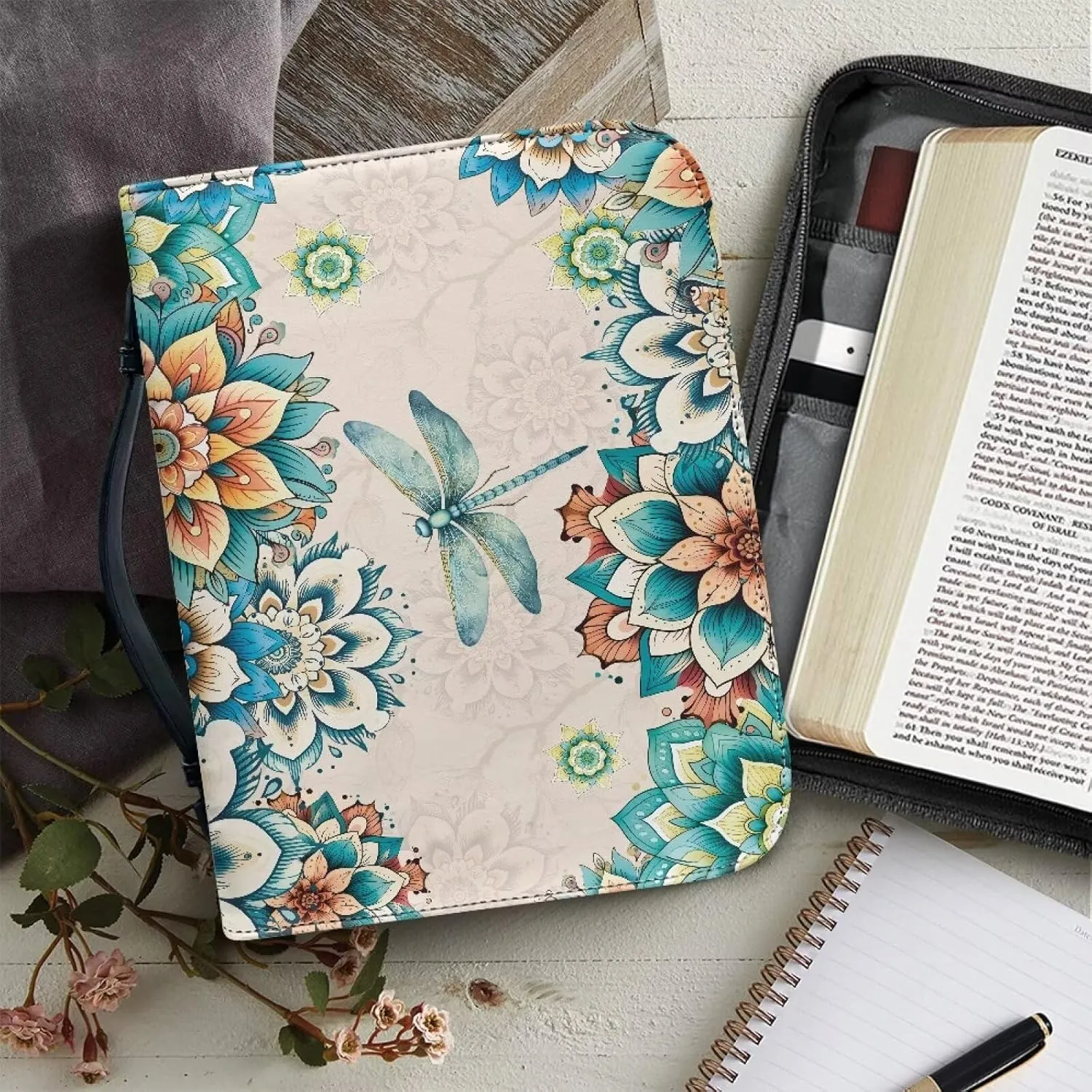 TODIYADDU Women Bible Cover Large Capacity Daily Bag Church Book Case Scripture Protector Holiday Gifts