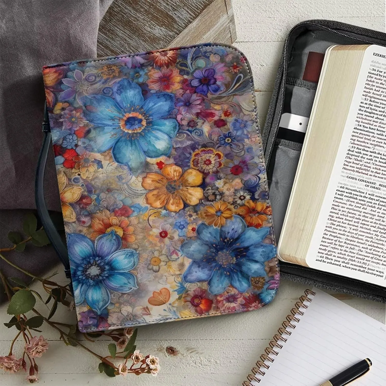 TODIYADDU Women Bible Cover Large Capacity Daily Bag Church Book Case Scripture Protector Holiday Gifts