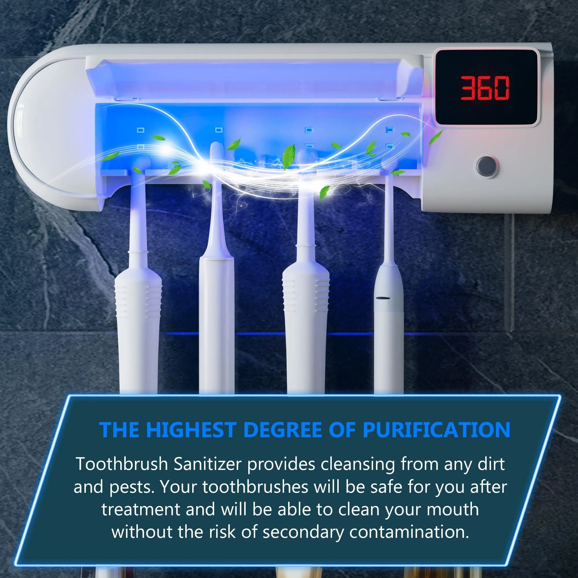 Toothbrush Holder Wall Mounted with 4 Slots.