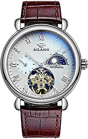 Top Brand Automatic Mechanical Watch Men Skeleton Steampunk Leather Watches Luxury Tourbillon Waterproof Wristwatch Roman Dial -475