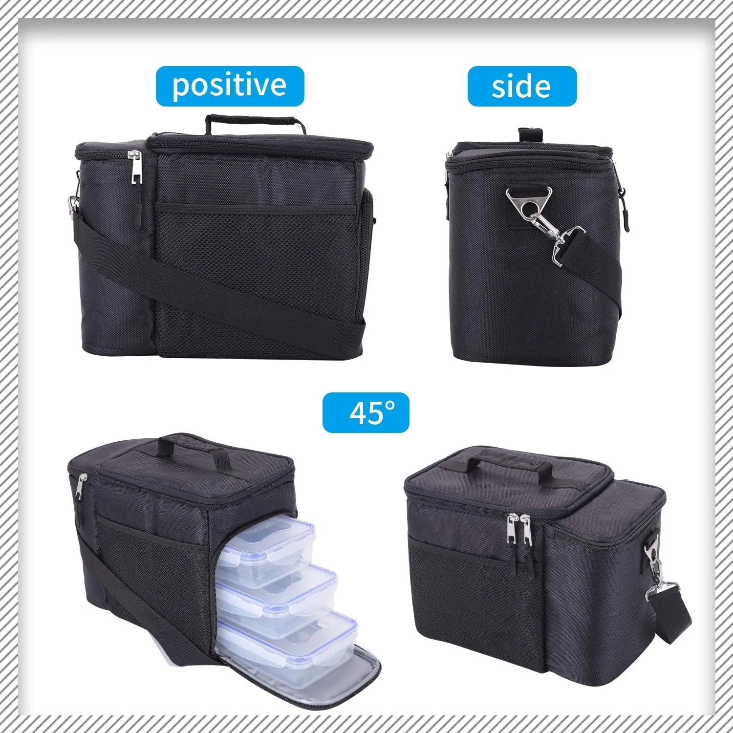 Top&Top Insulated Lunch Box Set and Cooler Bag for Men, Women (Tote Lunch Bag Includes 3 Reusable Meal Prep Containers   2 Ice Pack   Detachable Shoulder Strap) Lunch Box for School, Office, Camping