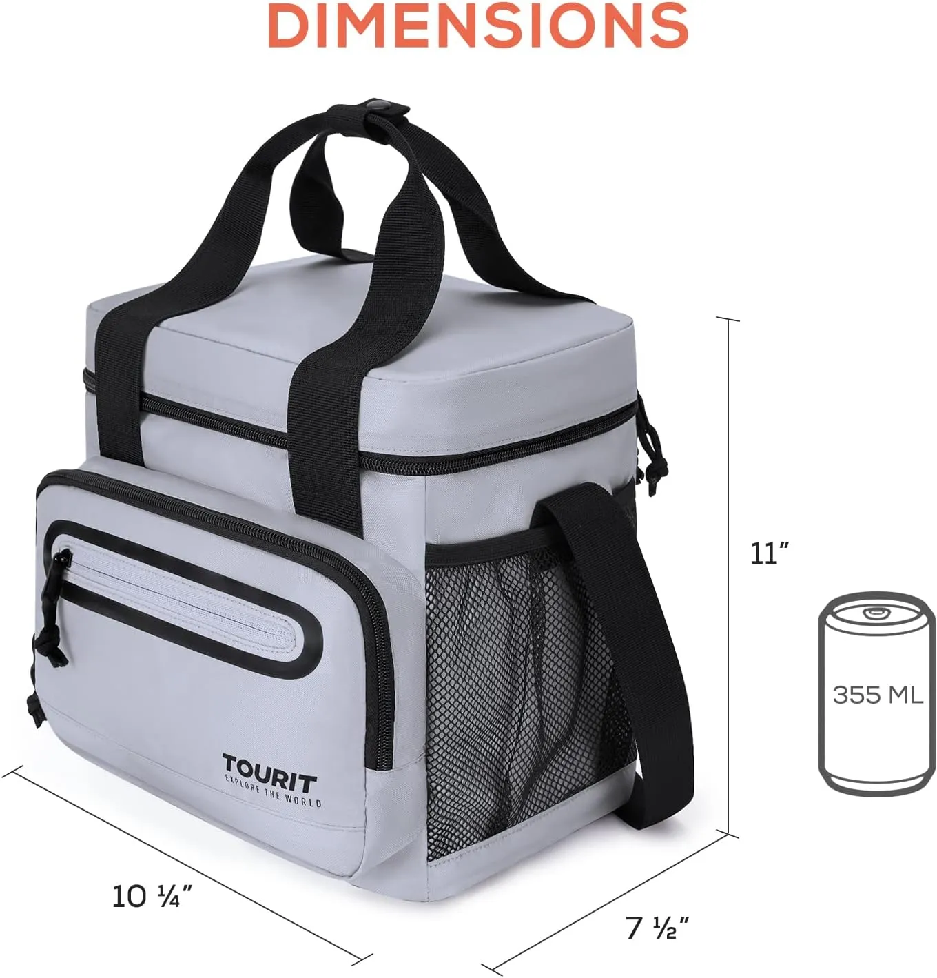 TOURIT Large Lunch Bag 14L Insulated Lunch Box Lunch Cooler for Men Women Work, Black