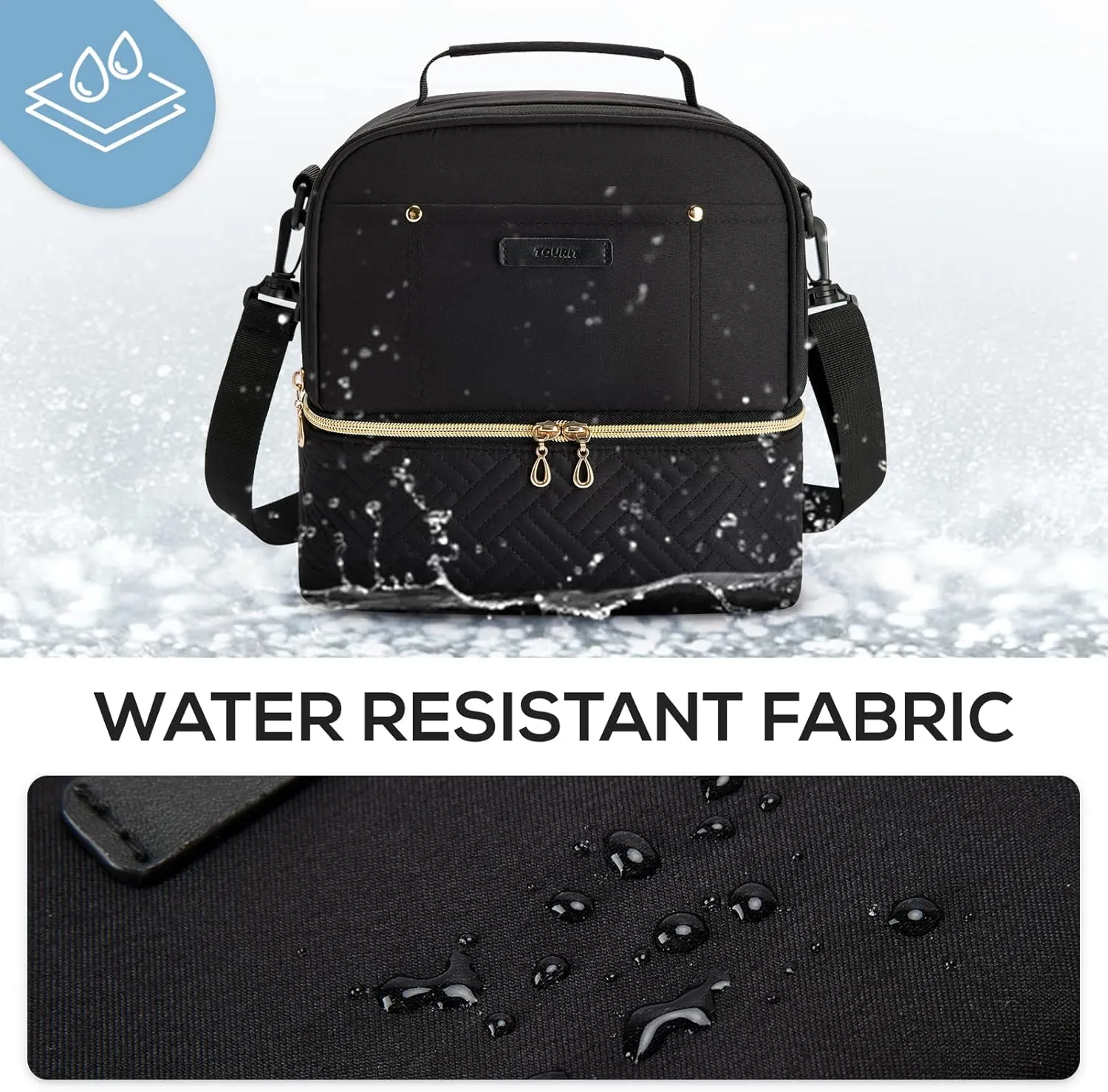 TOURIT Lunch Bag Women Double Deck Lunch Box Insulated Lunch Cooler for Women Men Work, Black