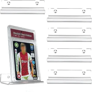 Trading Card Display Wall Shelf, 6 Pack Sports Card Display Stand Acrylic Trading Card Rack 3.94*1.4*0.8 Inch Graded Card Display Shelf Baseball Card Frame Wall Display