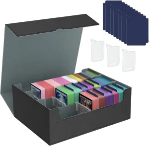 Trading Card Storage Box with 10 Dividers and 3 Card Holder, Commander Deck Box Fit for TCG, MTG and Sport Playing Cards.
