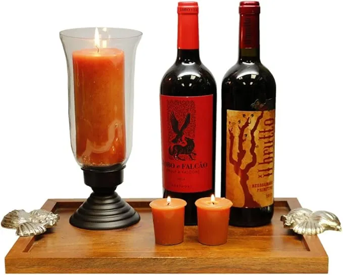 Traditional Chimney Hurricane Candle Holder Collection - Elegant Glass Table Decorations and Centerpieces for Dining/Living Room and Romantic Accent D?cor (Set of 2, Large)