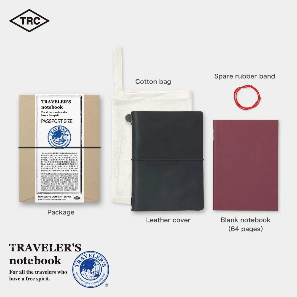 Traveler's Company Traveler's Notebook Starter Kit - Black Leather - Passport Size