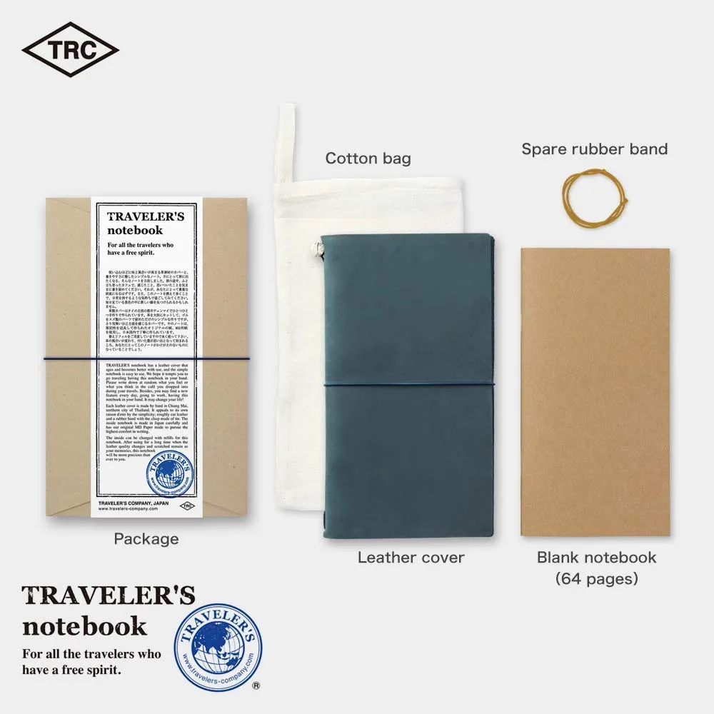 Traveler's Company Traveler's Notebook Starter Kit - Blue Leather - Regular Size