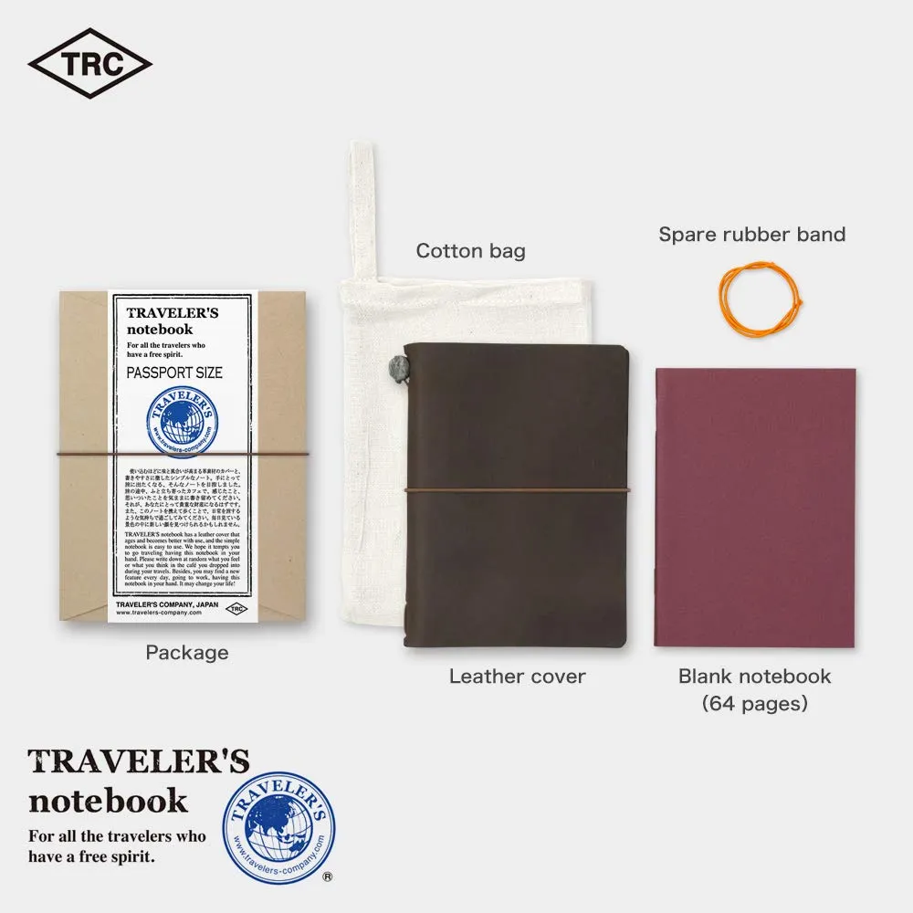Traveler's Company Traveler's Notebook Starter Kit - Brown Leather - Passport Size