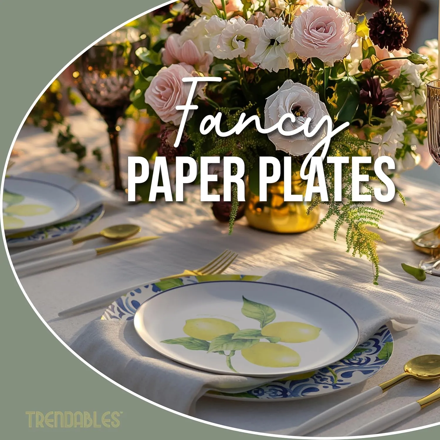 Trendables Floral Paper Plates 40 Pcs Fancy Disposable Plates for Party Set - 20 Guests 20 X 8 Small Paper Plates Dessert Plates & 20 X Large Paper Plates 10 Inch Paper Plates Bulk | Tuscan