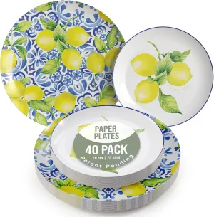 Trendables Floral Paper Plates 40 Pcs Fancy Disposable Plates for Party Set - 20 Guests 20 X 8 Small Paper Plates Dessert Plates & 20 X Large Paper Plates 10 Inch Paper Plates Bulk | Tuscan