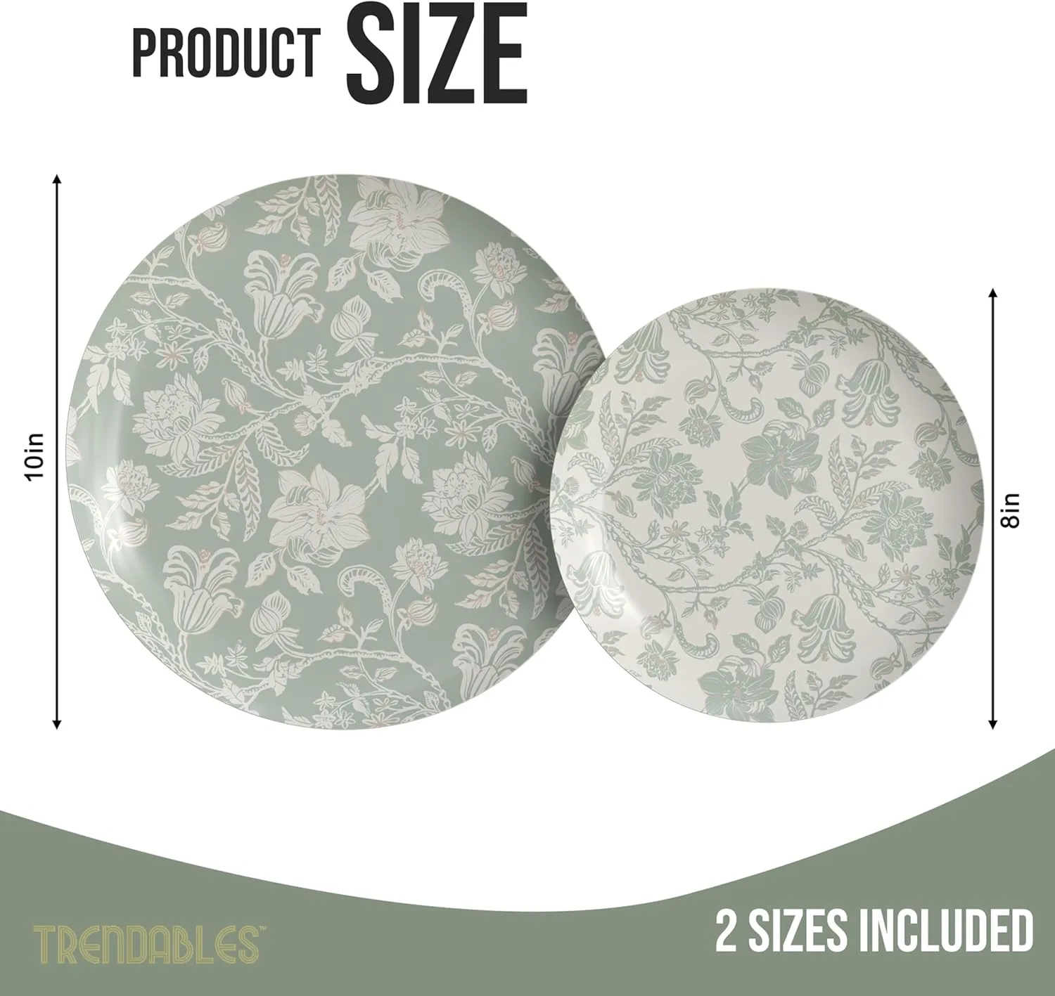 Trendables Floral Paper Plates Set for 20 Guests - 40 Pcs Fancy Disposable Plates for Party | 20 Small Dessert & 20 Large 10 Inch Plates Bulk | Gracy