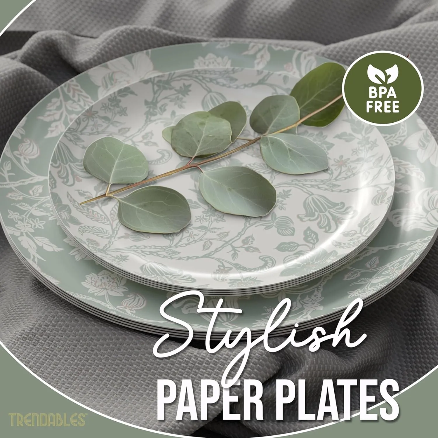 Trendables Floral Paper Plates Set for 20 Guests - 40 Pcs Fancy Disposable Plates for Party | 20 Small Dessert & 20 Large 10 Inch Plates Bulk | Gracy