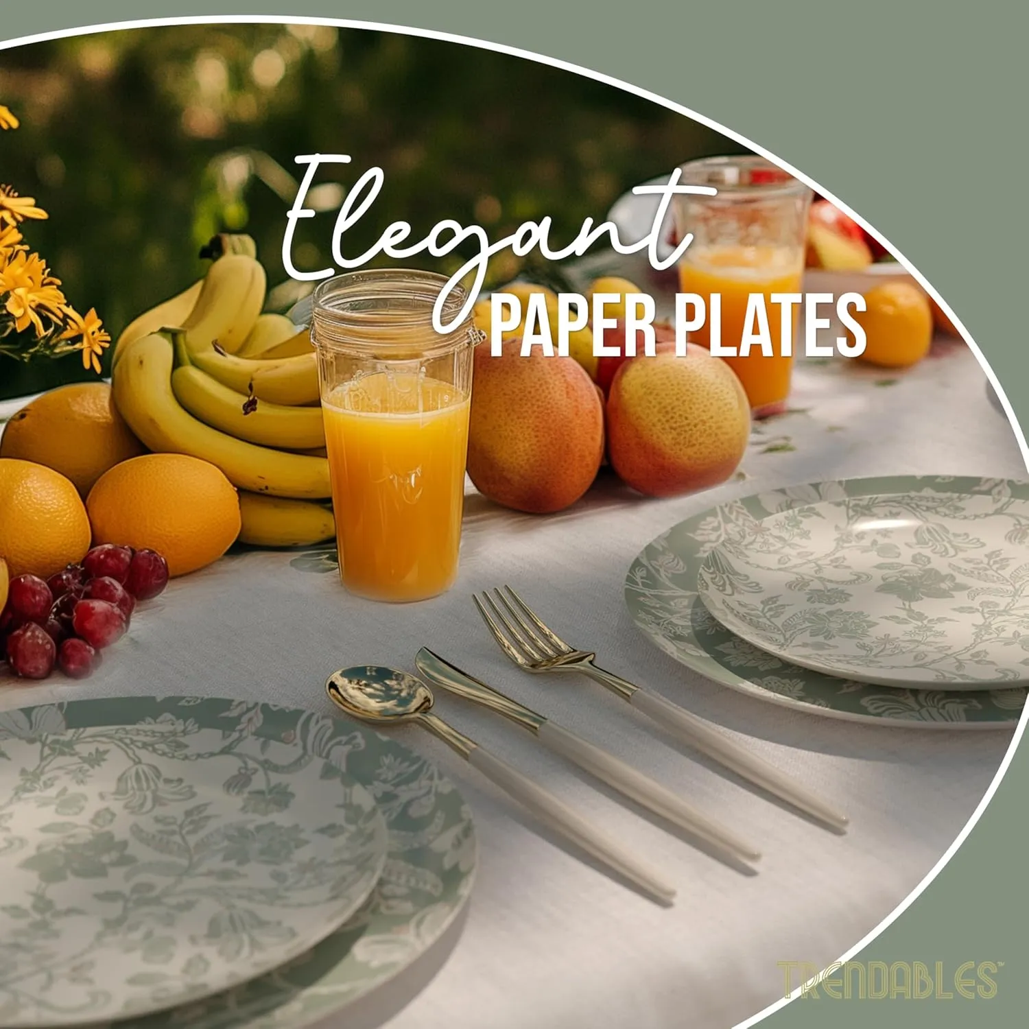 Trendables Floral Paper Plates Set for 20 Guests - 40 Pcs Fancy Disposable Plates for Party | 20 Small Dessert & 20 Large 10 Inch Plates Bulk | Gracy