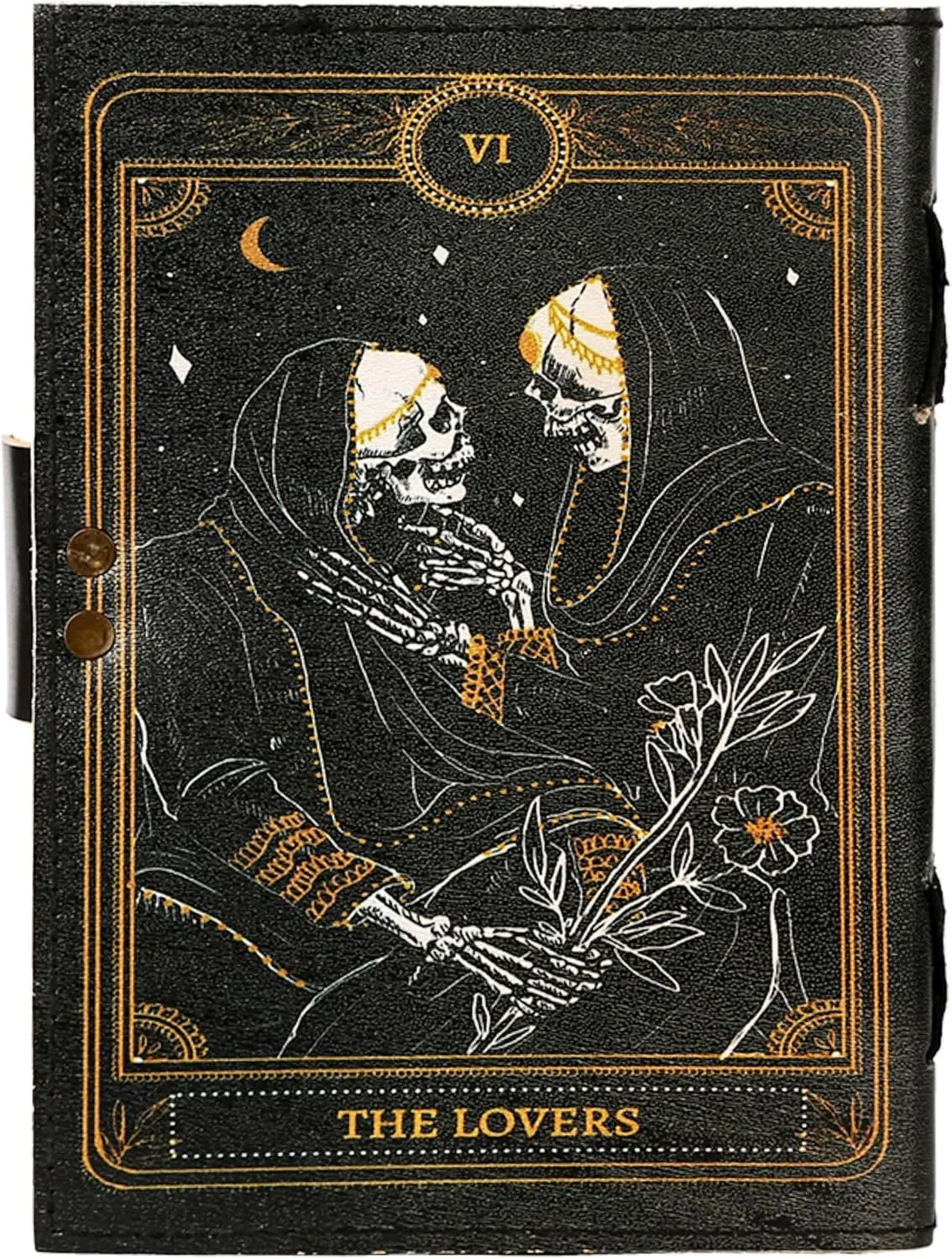 TUZECH Book of Spells Leather Bound Journal Deckle Edge Paper Grimoire Printed Diary Third Eye witchcraft supply and Witch Spell Notebook Antique Vintage Book for Men and Women (The Lovers)