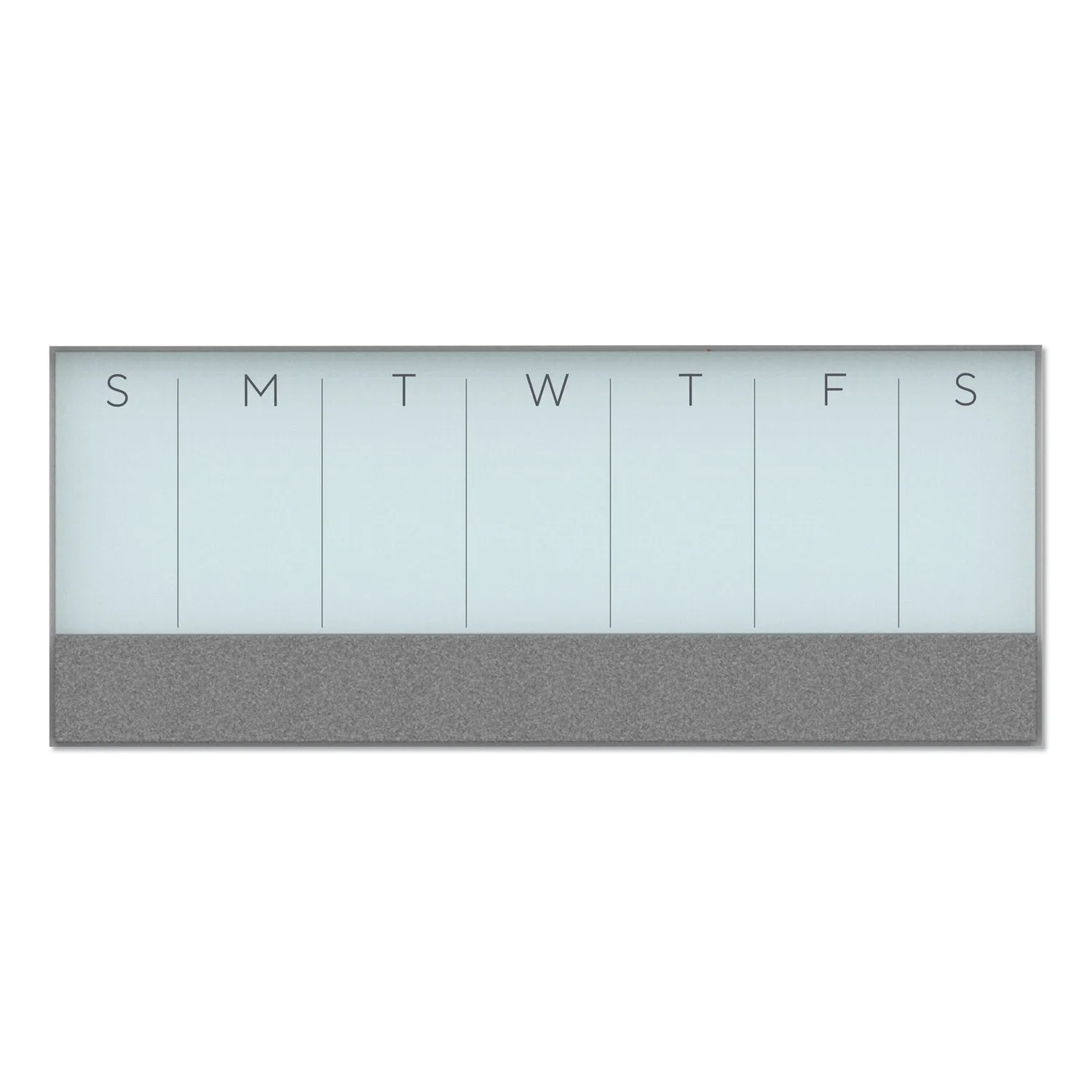 U Brands 3N1 Magnetic Glass Dry Erase Combo Board, Weekly Planning, 36 x 25 (Actual Size: 36 x 15.25), Gray/White Surface, White Frame