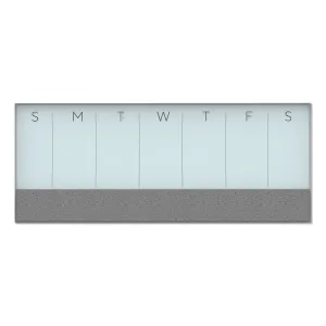 U Brands 3N1 Magnetic Glass Dry Erase Combo Board, Weekly Planning, 36 x 25 (Actual Size: 36 x 15.25), Gray/White Surface, White Frame