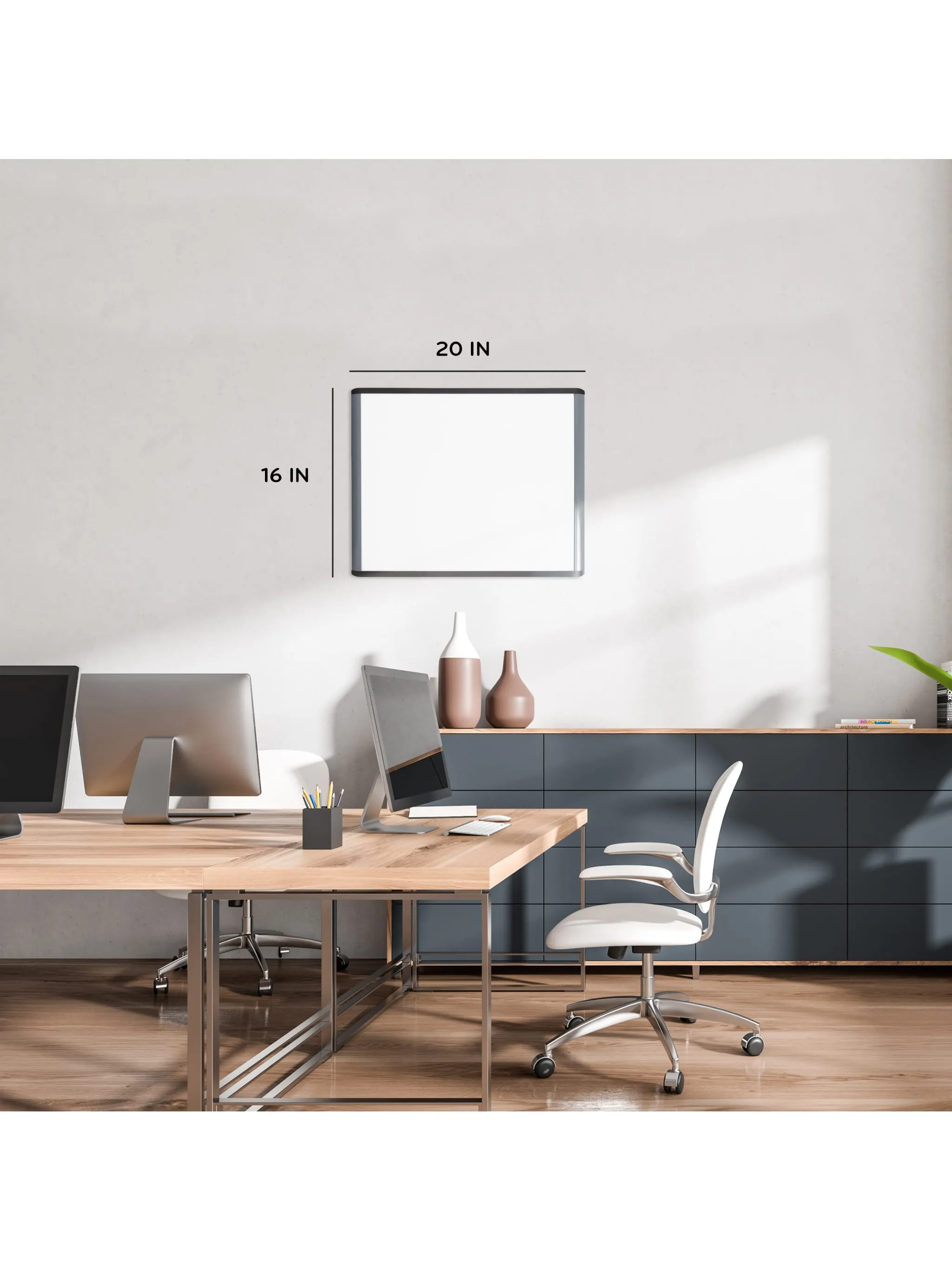 U Brands MOD Frame Magnetic Dry Erase Board, 20" x 16"