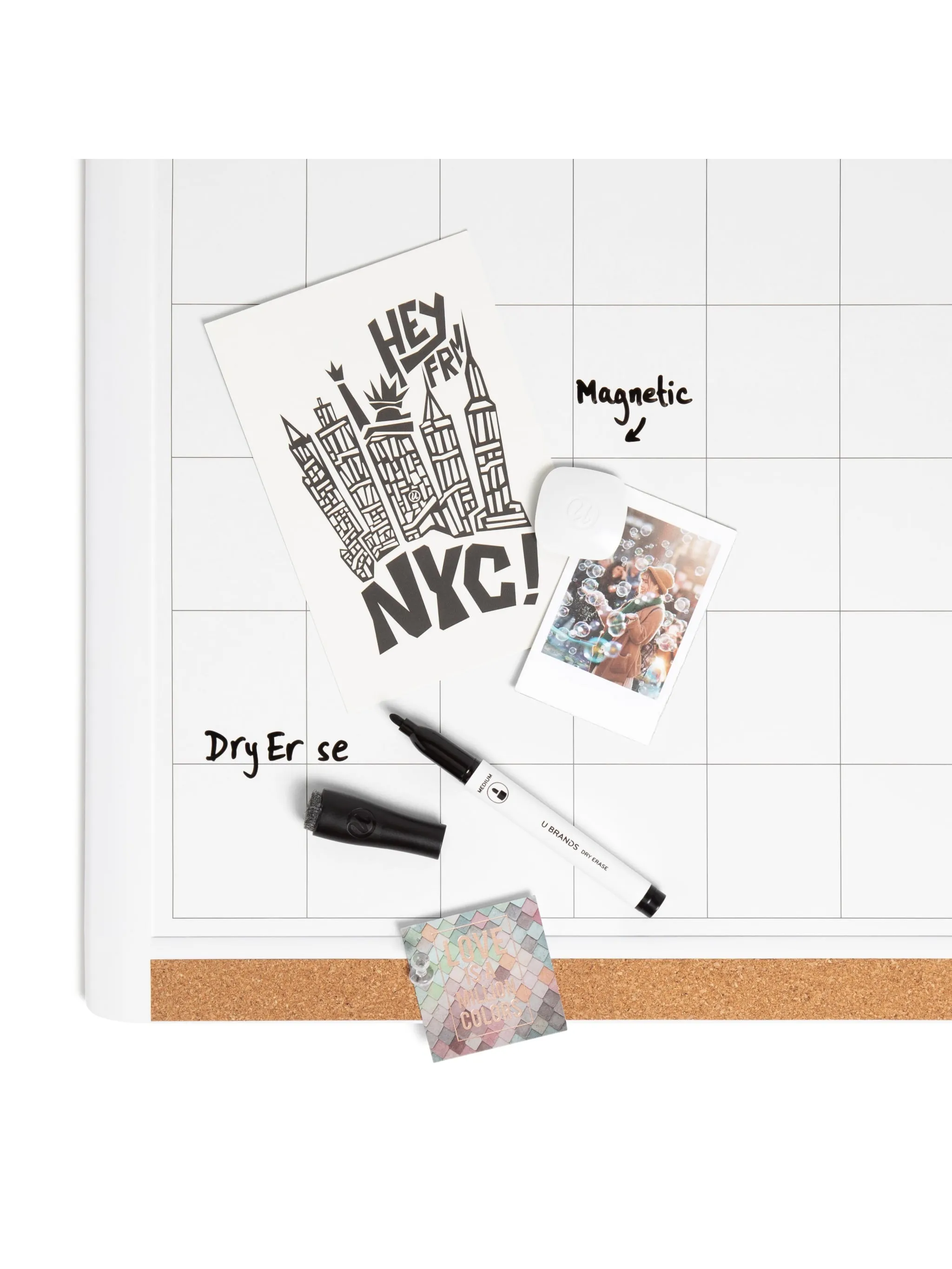 U Brands White PINIT™ Frame Magnetic Dry Erase Monthly Calendar Board, 20" x 16"