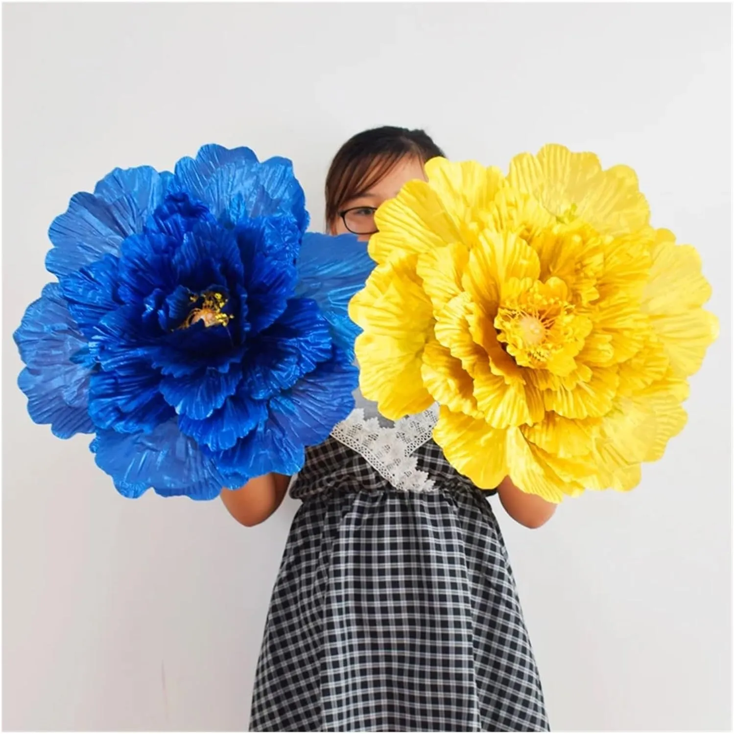 Umbrella Golden Peony Flower Prop Dance Prop Simulation Peony Flower Sports Meeting The Opening Ceremony Admission Prop Dance Hand Flower