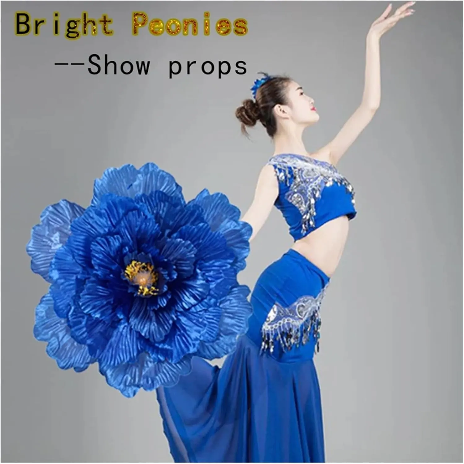Umbrella Golden Peony Flower Prop Dance Prop Simulation Peony Flower Sports Meeting The Opening Ceremony Admission Prop Dance Hand Flower