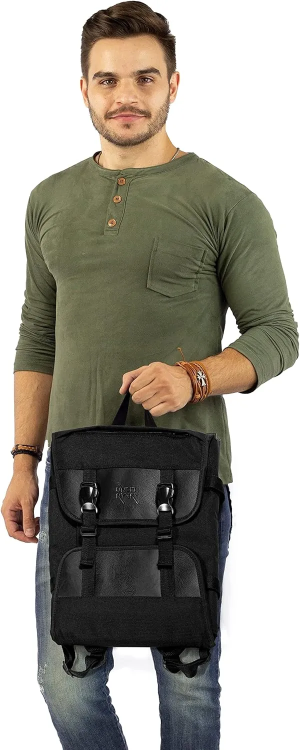 Under NY Sky Knife Bag - 14 Knife Slots, 1 Zipped Pocket for Kitchen Utensils, Large Pocket for Notebooks - Expandable - Sturdy Nylon Backpack (Black)