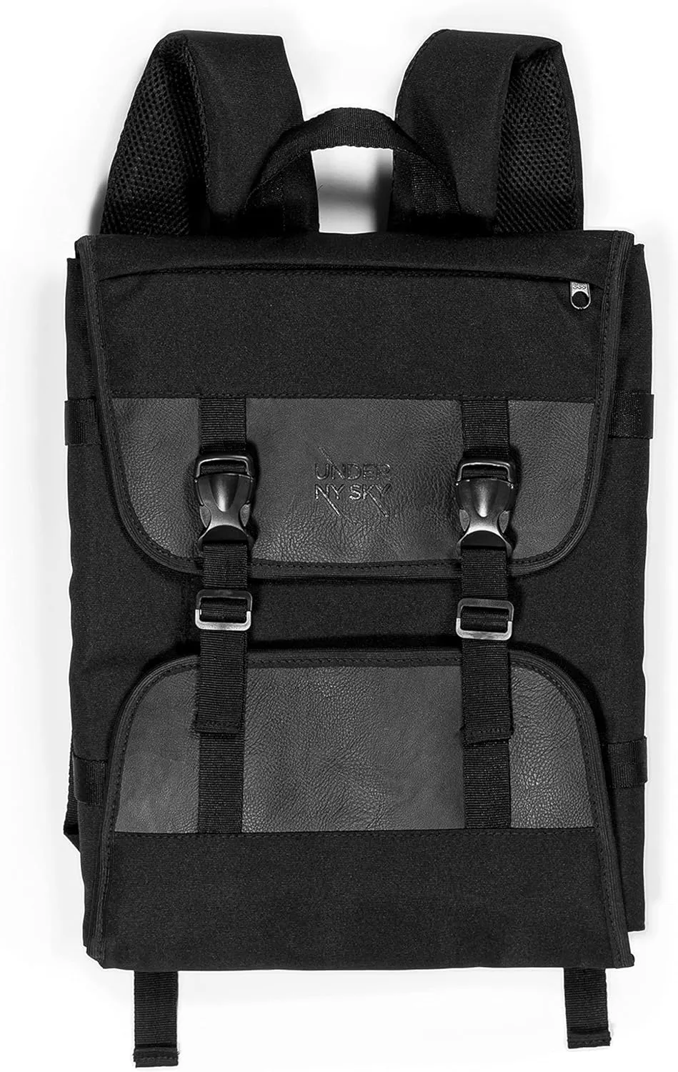 Under NY Sky Knife Bag - 14 Knife Slots, 1 Zipped Pocket for Kitchen Utensils, Large Pocket for Notebooks - Expandable - Sturdy Nylon Backpack (Black)